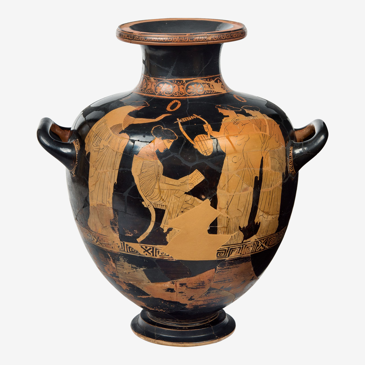 Clay red-figured hydria with depiction of Sappho.